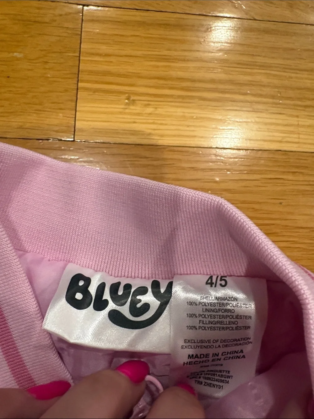 Bluey Pink Racing Club Girls Bomber Jacket - Picture 3 of 4